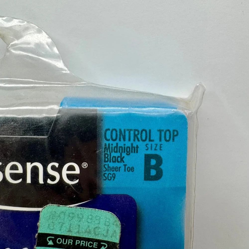 2pk No Nonsense Sheer Endurance Pantyhose Midnight Black Size B Control Top SG9